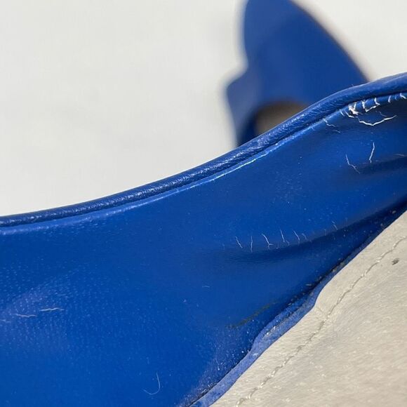 Aldo Women's Peep Toe Pump Stacked Heels Slip On Leather Blue Size EU 38 - Picture 9 of 13